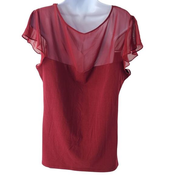 Express Y2K chiffon fluence woman's top maroon NWT Size XL Office Work wear - Picture 2 of 7
